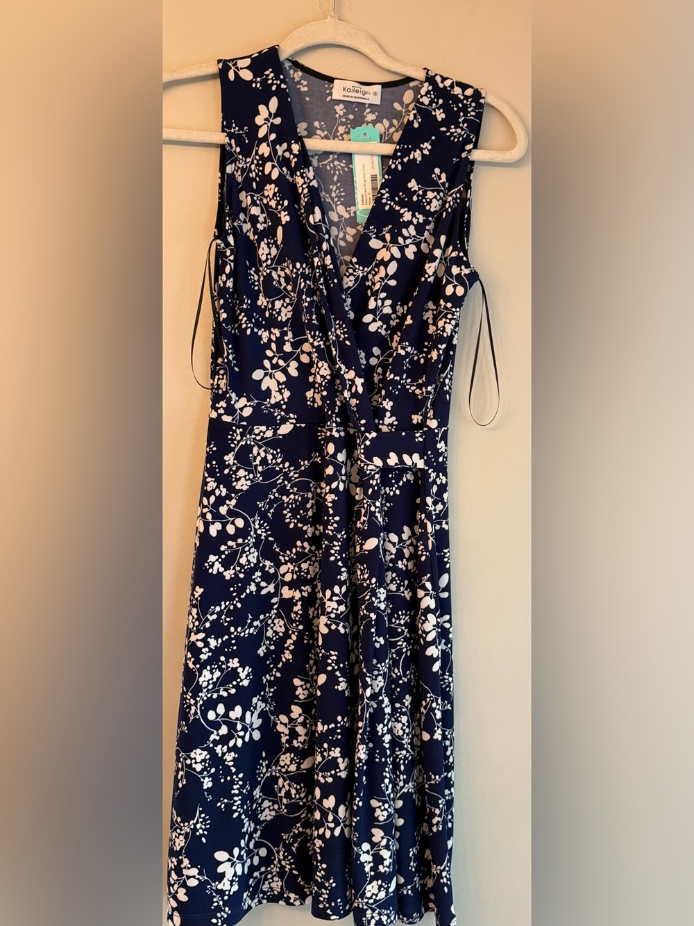 Kaileigh Navy and White Floral Wrap dress